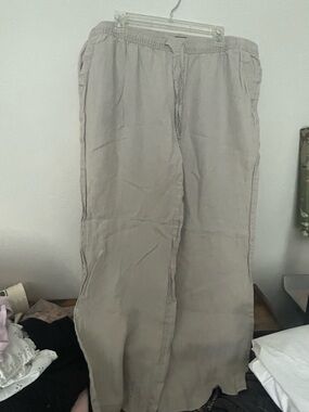 Merona Light Tan Linen-Blend Drawstring Chinos Womens size XXL